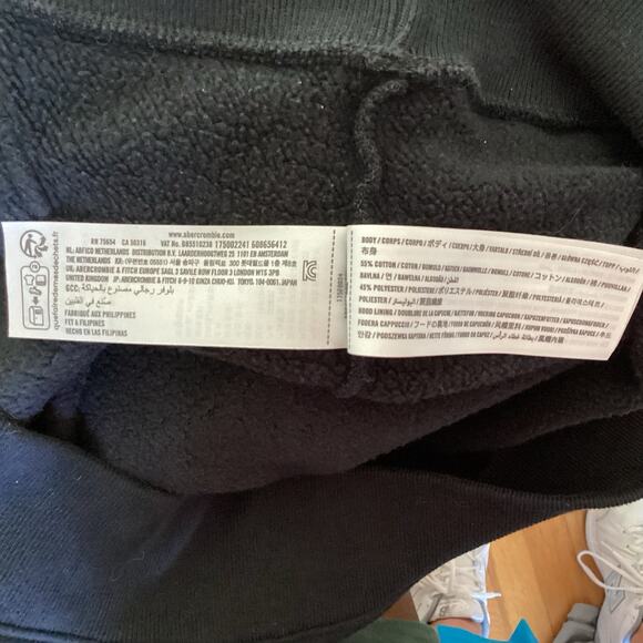 Abercrombie & Fitch Black Embroidered Logo Hoodie Sweatshirt Large Soft Relaxed - Picture 4 of 4